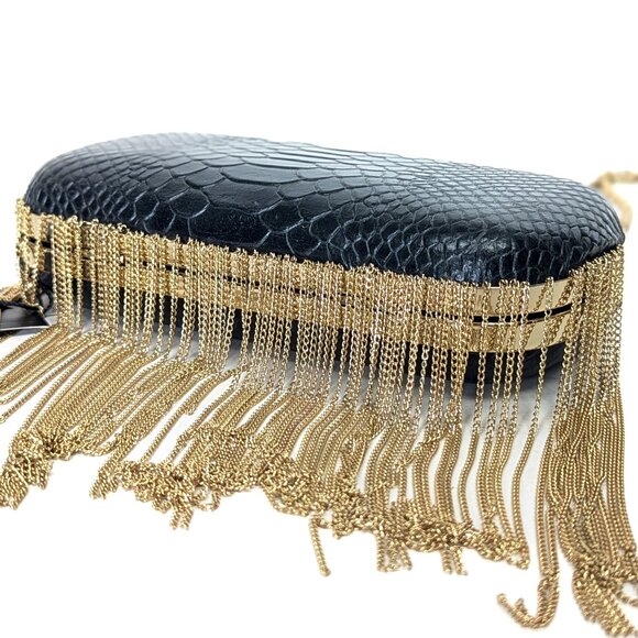 BCBG MAX AZRIA Croc Print Gold Fringes Evening Purse - NEW NWT - Picture 14 of 16